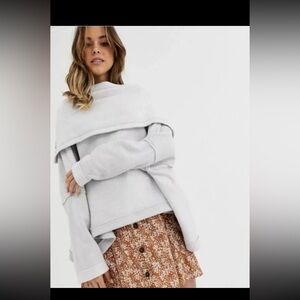 Free People Huntington Fleece Pullover in Heather Grey oversized Small